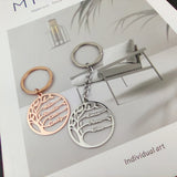 Personalized Stainless Steel Tree of Life Keychain Round Key Ring