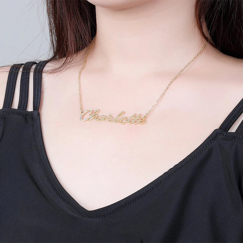 Custom Stainless Steel & Diamond Necklace Pendant for Couples