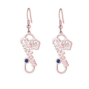 Personalized Birthstone Earrings Stainless Steel Birthflower DIY