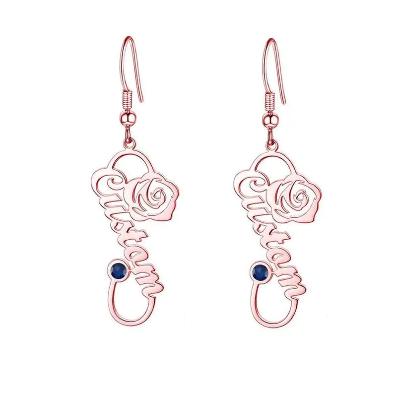 Personalized Birthstone Earrings Stainless Steel Birthflower DIY