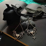 Heart Cross Bat Wing Earrings for Halloween