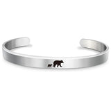 Adjustable Stainless Steel Mama Bear and Cub Bracelet
