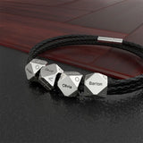 Personalized Geometric Names Bead Charm Bracelet for Men
