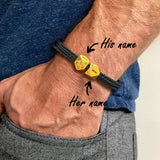 Personalized Geometric Names Bead Charm Bracelet for Men