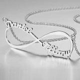 Custom Infinite Necklace with 2 Names & Birthstones