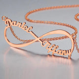 Custom Infinite Necklace with 2 Names & Birthstones