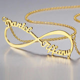 Custom Infinite Necklace with 2 Names & Birthstones