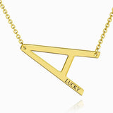 Personalized Initial Pendant Letter Necklace Stainless Steel Engraved Gift