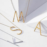 Personalized Initial Pendant Letter Necklace Stainless Steel Engraved Gift