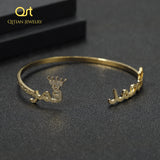 Personalized Light Plated Frosted Crown Arabic Name Bangles & Name Bracelet