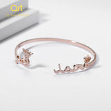 Personalized Light Plated Frosted Crown Arabic Name Bangles & Name Bracelet