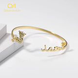 Personalized Light Plated Frosted Crown Arabic Name Bangles & Name Bracelet