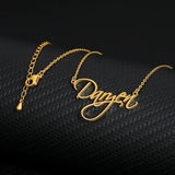 Personalized Name Choker Necklace Stainless Steel Script Style Pendant