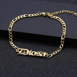 Old English Name Bracelet Retro Couple Bracelets Stainless Steel