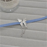 Personalized Butterfly Denim Leather Collar Neck Strap Chain