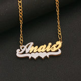 Two Hearts Necklace Name Double Plate Pendant Necklace