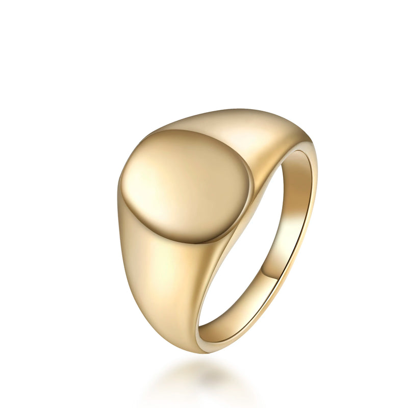Stainless Steel Oval Signet Ring Personalized Laser Engraved Name Ring