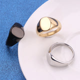 Stainless Steel Oval Signet Ring Personalized Laser Engraved Name Ring