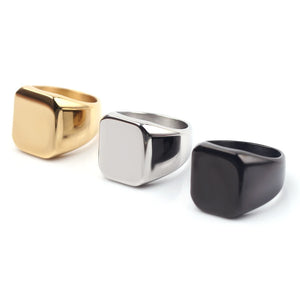 Stainless Steel Oval Signet Ring Personalized Laser Engraved Name Ring