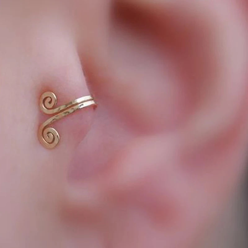 BOHO Tibet Totem Alloy Clip Earring Punk Non Piercing Tragus Earring Ear Cuff