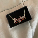 Personalized Name Diamond Necklace Heart Crystal Pendant Necklace