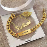 Custom Stainless Steel Name Necklace Bracelet Set