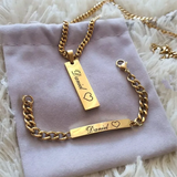 Custom Stainless Steel Name Necklace Bracelet Set