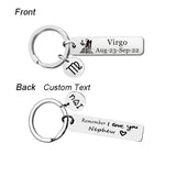 Personalized 12 Constellation Steel Keychain Engraved Name Phone Number