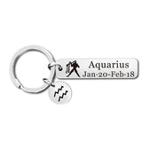 Personalized 12 Constellation Steel Keychain Engraved Name Phone Number