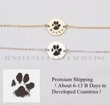 Pet Paw Print Personalized Carved Name and Date Bracelet - Condolence Gift