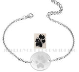 Pet Paw Print Personalized Carved Name and Date Bracelet - Condolence Gift