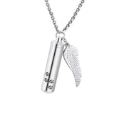 Pet Cremation Jewelry Dog Paw Urn Necklace with Angel Wing Charm