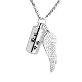 Pet Cremation Jewelry Dog Paw Urn Necklace with Angel Wing Charm