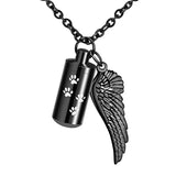 Pet Cremation Jewelry Dog Paw Urn Necklace with Angel Wing Charm