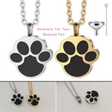 Paw Print Urn Necklace Stainless Steel Holder Dog Cat Ashes Keepsake