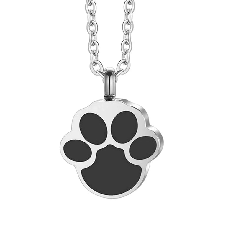 Paw Print Urn Necklace Stainless Steel Holder Dog Cat Ashes Keepsake