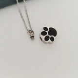 Paw Print Urn Necklace Stainless Steel Holder Dog Cat Ashes Keepsake