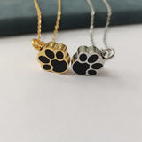 Paw Print Urn Necklace Stainless Steel Holder Dog Cat Ashes Keepsake