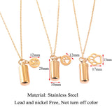 Dog Paw Charm Cylinder Urn Necklace Stainless Steel Cremation Jewelry