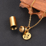 Dog Paw Charm Cylinder Urn Necklace Stainless Steel Cremation Jewelry