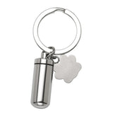 Pet Keychain Cylinder Key Chain with Paw Print Memorial Urn Necklace