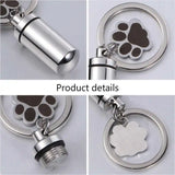 Pet Keychain Cylinder Key Chain with Paw Print Memorial Urn Necklace