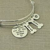 Personalized Dog Memorial Bracelet Engraved Names Paw Print Bangle