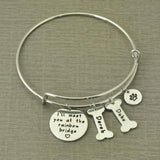 Personalized Dog Memorial Bracelet Engraved Names Paw Print Bangle