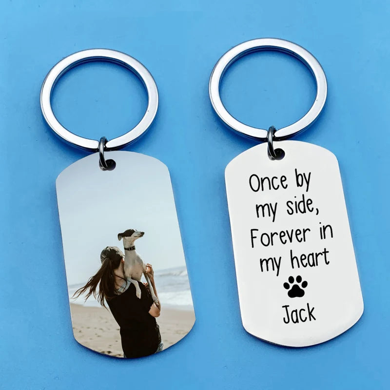 Pet Memorial Keychain Dog Cat Loss Gift Custom Dog Photo Key Holder Dog ID Tag