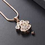 Pet Paw Urn Necklace for Ashes Pet Memorial Jewelry Stainless Steel