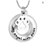Pet Paw Urn Necklace for Ashes Pet Memorial Jewelry Stainless Steel