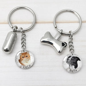 Pet Memorial Keychain with Cremation Urn Ashes Keyring
