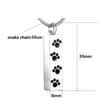 Stainless Steel Paw Print Pet Urn Pendant Necklace