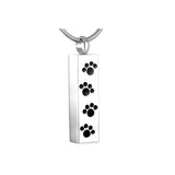 Stainless Steel Paw Print Pet Urn Pendant Necklace